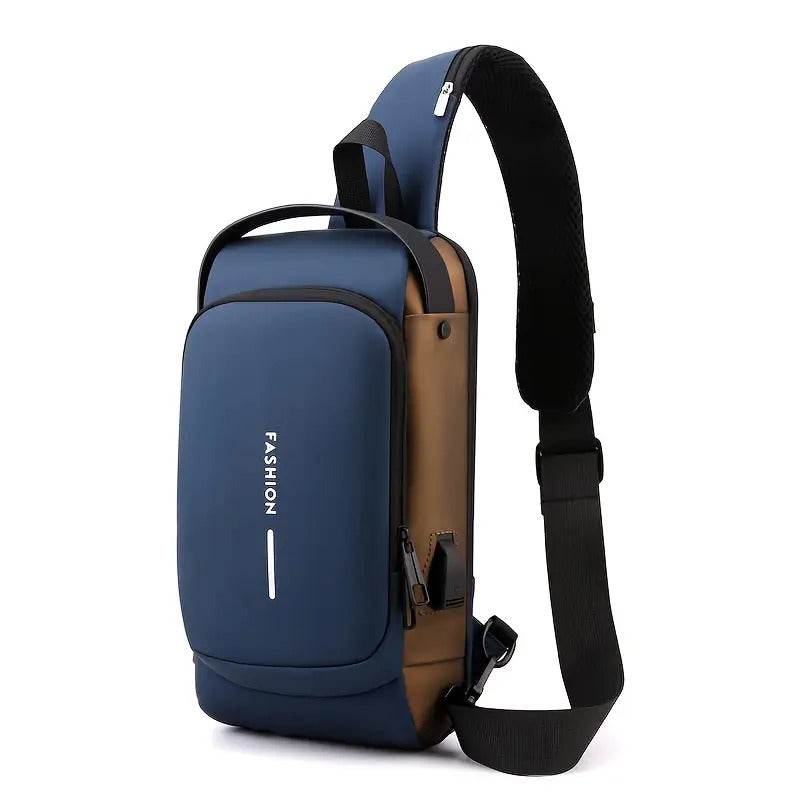 Anti-Theft Motorcycle Backpack with Lock Convertible Crossbody Bag