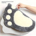 Rectangular Non-Slip Bathroom Floor Rug Paw Print Bath Mat