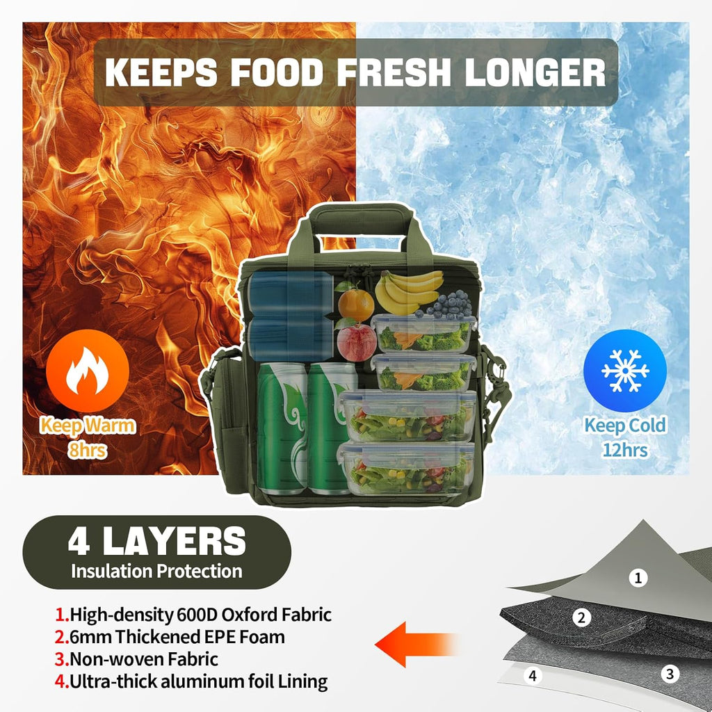 Insulated Tactical Lunch Box Cooler Bag Leakproof Large Capacity 18L