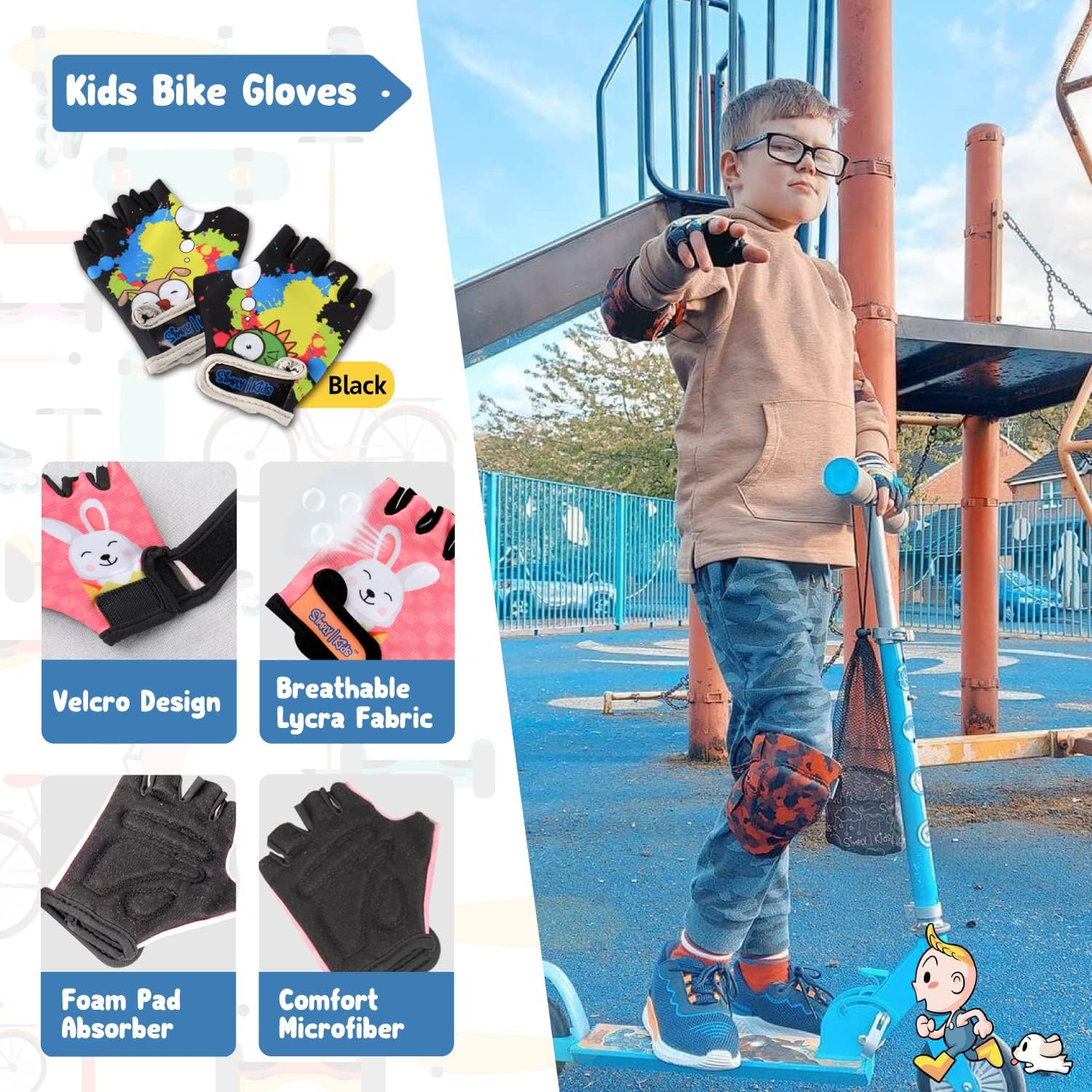 Kids Protective Gear Set Knee Pads Elbow Pads Gloves for Biking