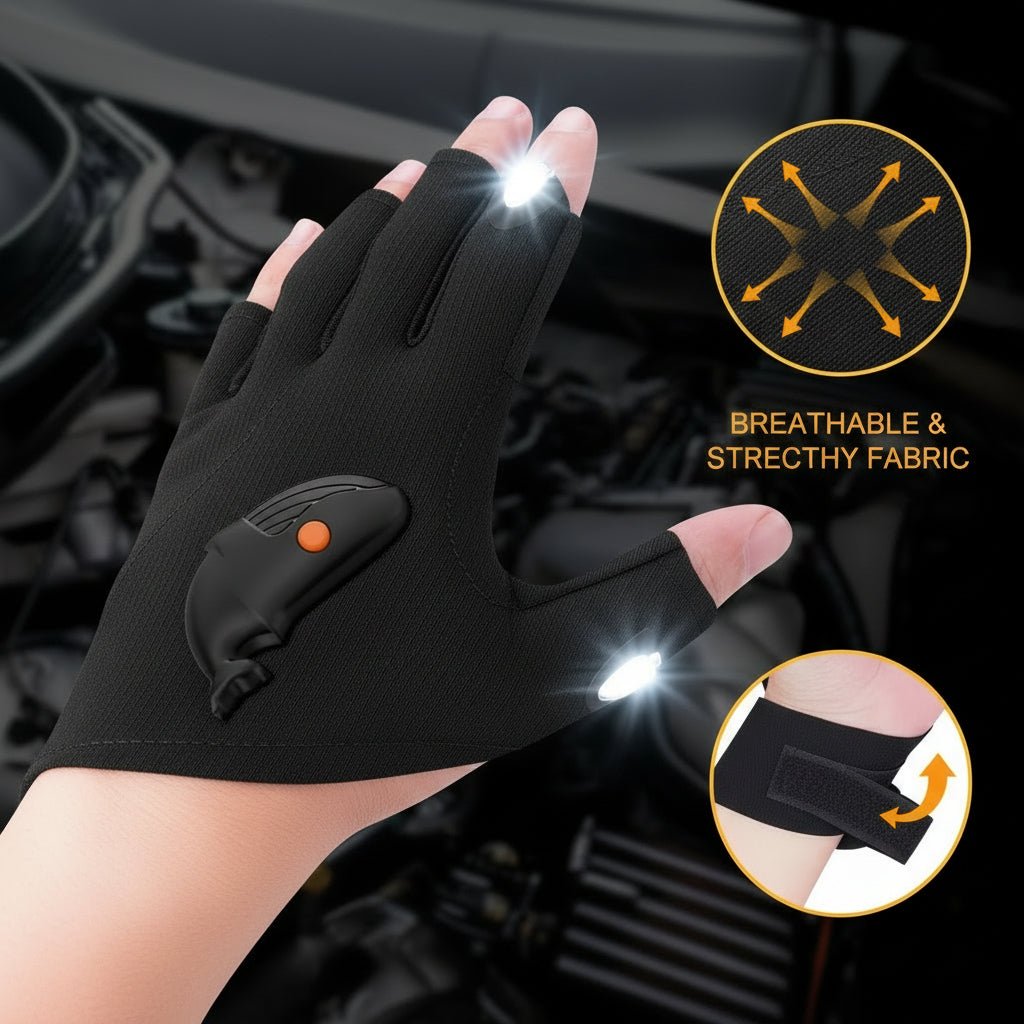 LED Flashlight Gloves Hands Free LED Light Gloves for Repair Camping