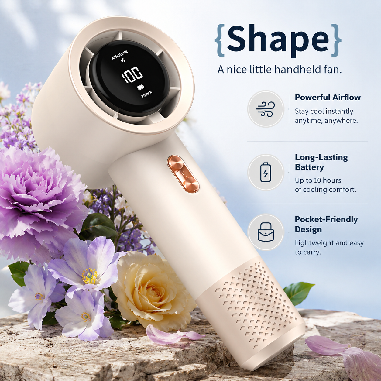 Tragbarer, handgehaltener, blattloser Mini-USB-Ventilator mit hoher Geschwindigkeit und wiederaufladbarem Akku