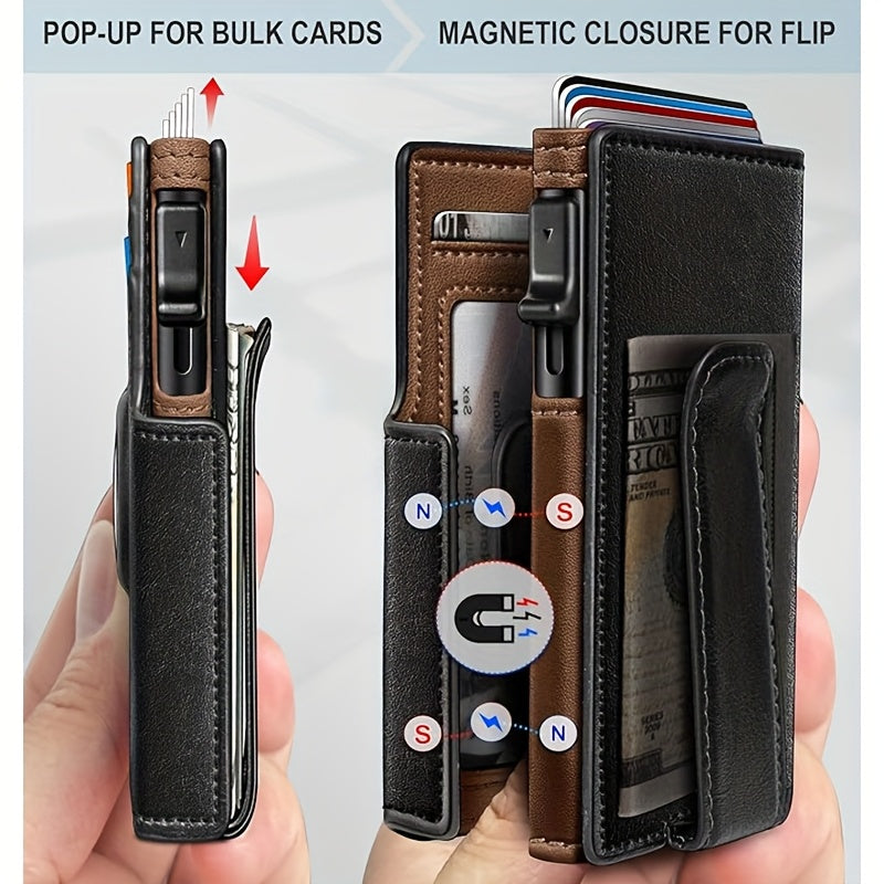 Metal RFID Wallet with Pop-Up Mechanism and Airtag Slot