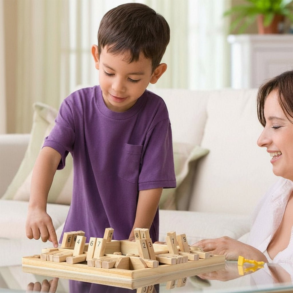 Wooden Math Dice Educational Board Game Family Learning Toy
