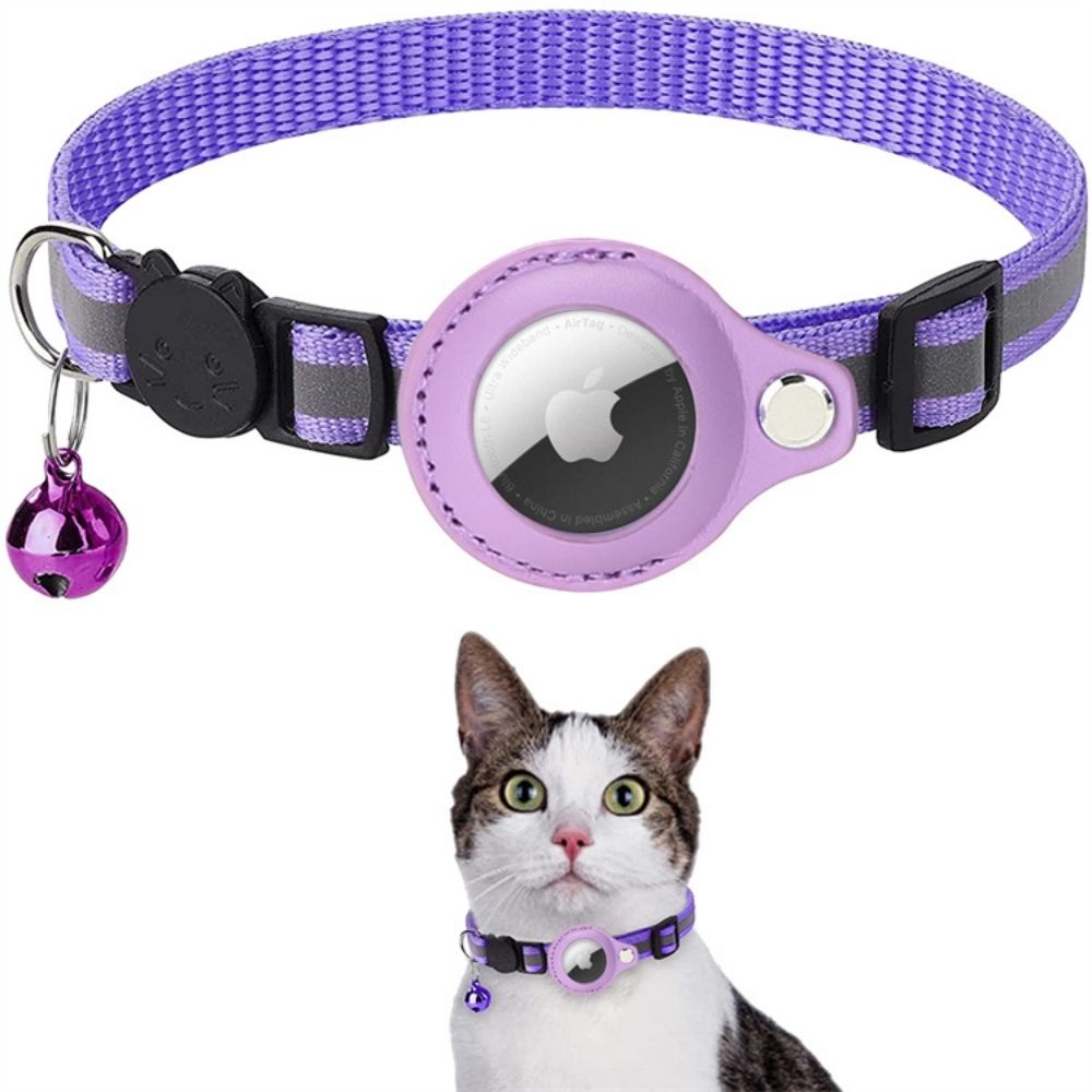 Cat Collar Adjustable Reflective Safety Collar with GPS Tracker Holder