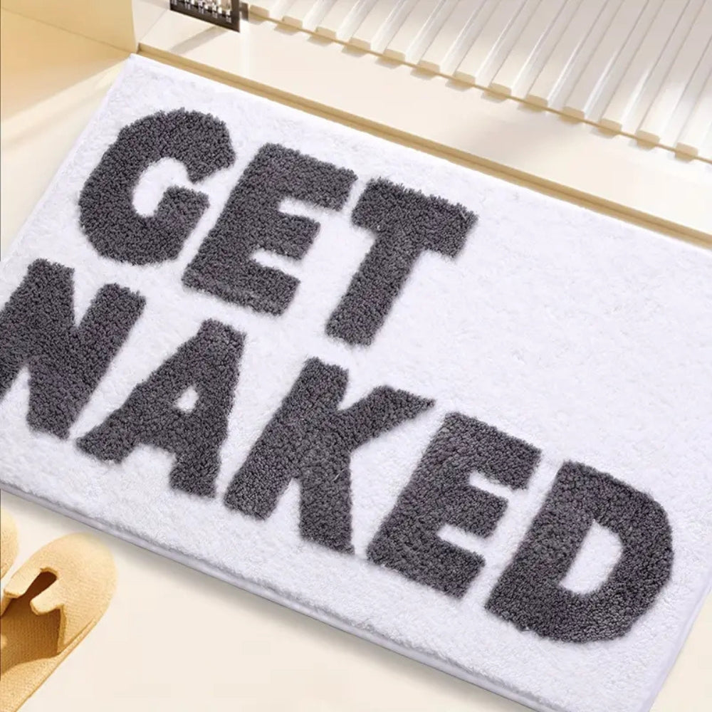 Bathroom Mat Square Printed Funny Get Naked Bath Rug