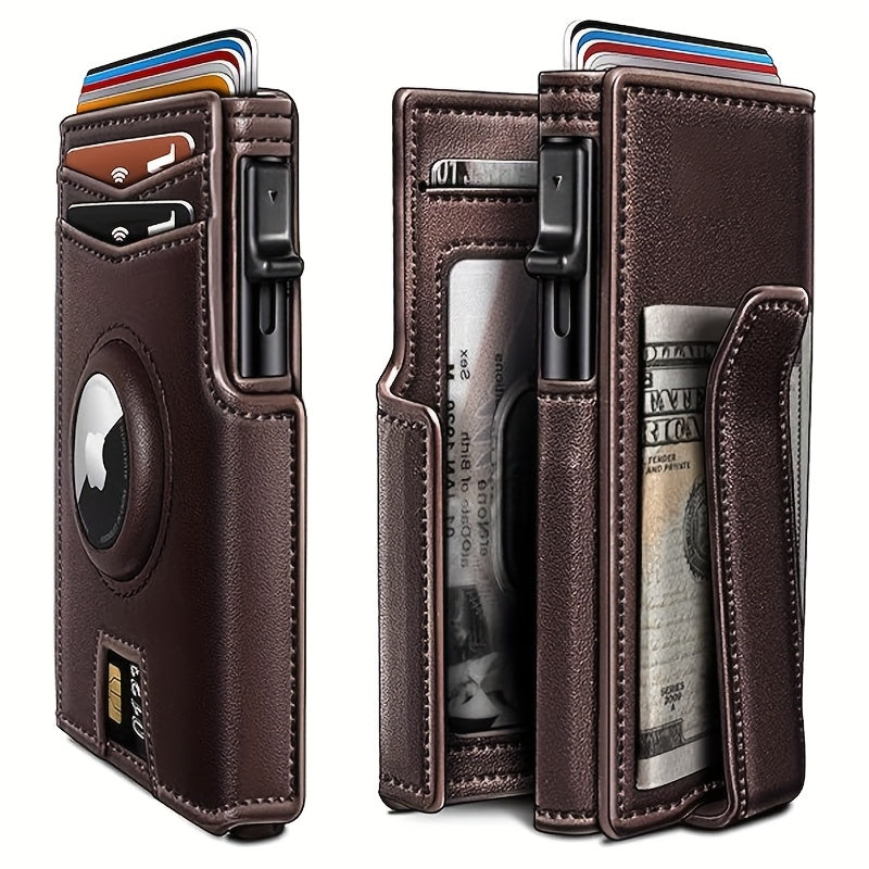 Metal RFID Wallet with Pop-Up Mechanism and Airtag Slot