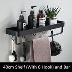 Bathroom Wall Shelf Aluminum Frame Rectangular Mount
