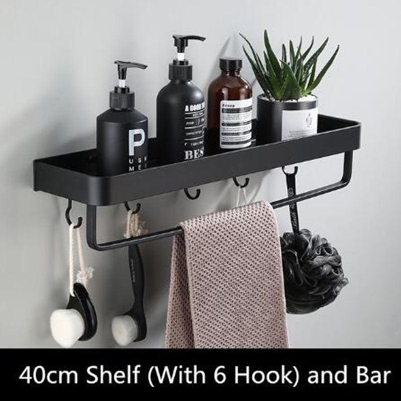 Bathroom Wall Shelf Aluminum Frame Rectangular Mount