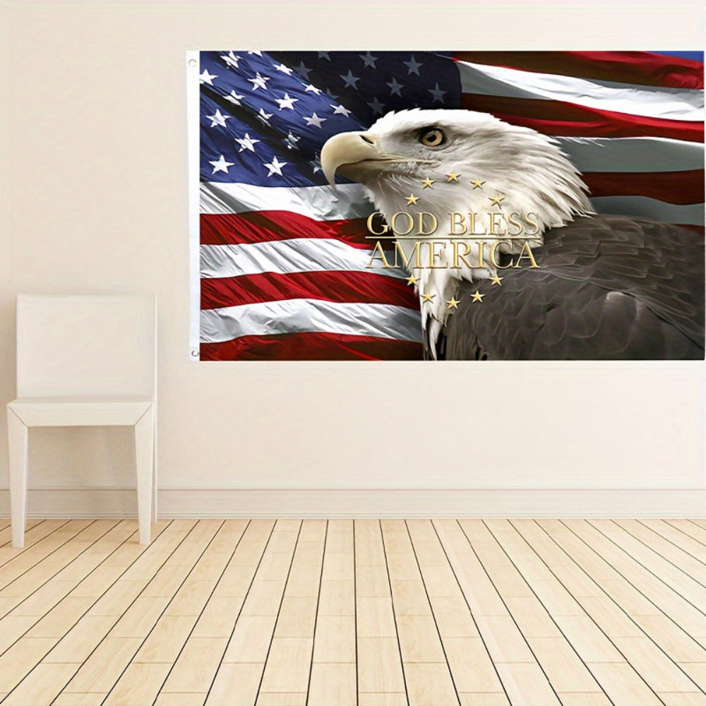 American Flag Bald Eagle Wall Art Print Poster Rectangular