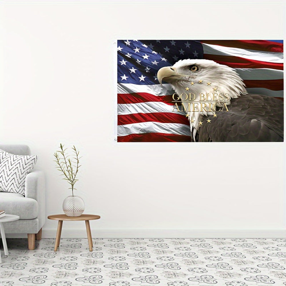 American Flag Bald Eagle Wall Art Print Poster Rectangular