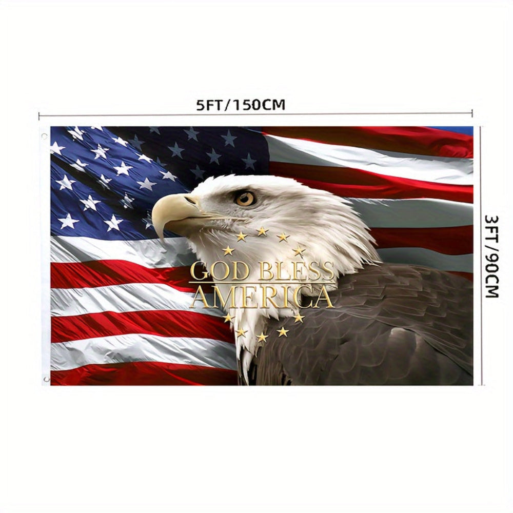 American Flag Bald Eagle Wall Art Print Poster Rectangular