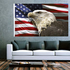 American Flag Bald Eagle Wall Art Print Poster Rectangular