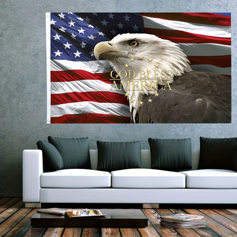 American Flag Bald Eagle Wall Art Print Poster Rectangular
