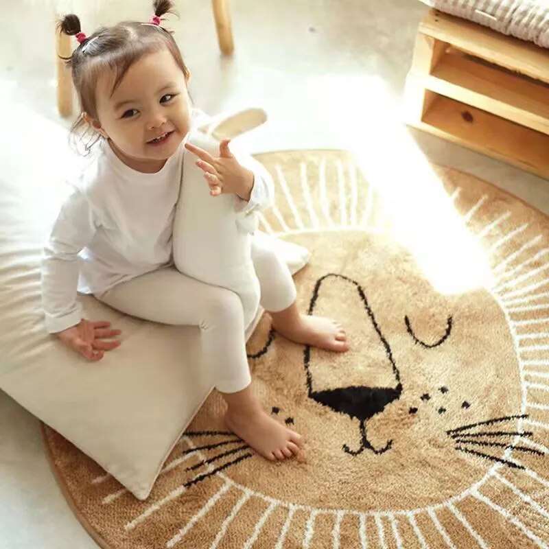 Round Lion Shaped Playmat Rug for Kids