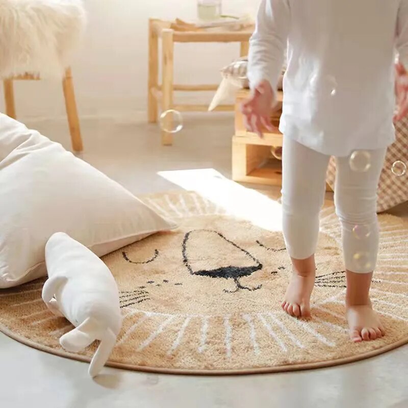 Round Lion Shaped Playmat Rug for Kids