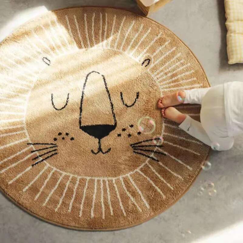Round Lion Shaped Playmat Rug for Kids