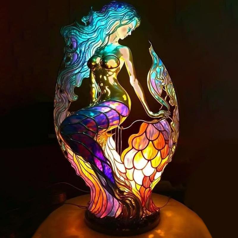 Animal Shape LED Acrylic 3D Night Light Lamp with Turtle Owl Lion Mermaid