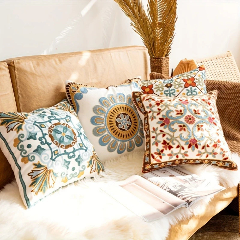 Square Embroidered Cushion Cover Pillow Case