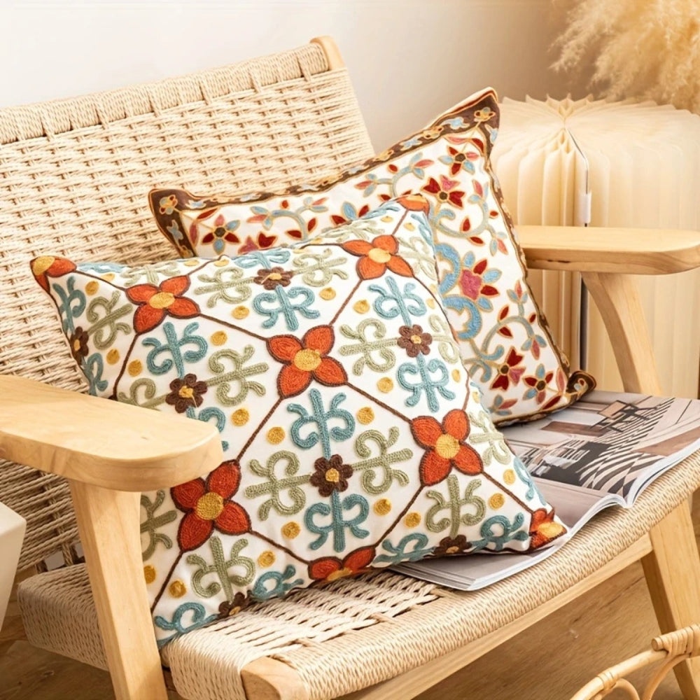 Square Embroidered Cushion Cover Pillow Case