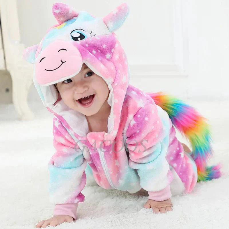 Infant Baby Onesie Animal Costume Pajamas Sleepwear Soft Cotton