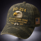 Baseball Cap Adjustable Cotton Vintage Embroidered Eagle Veterans