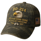 Baseball Cap Adjustable Cotton Vintage Embroidered Eagle Veterans