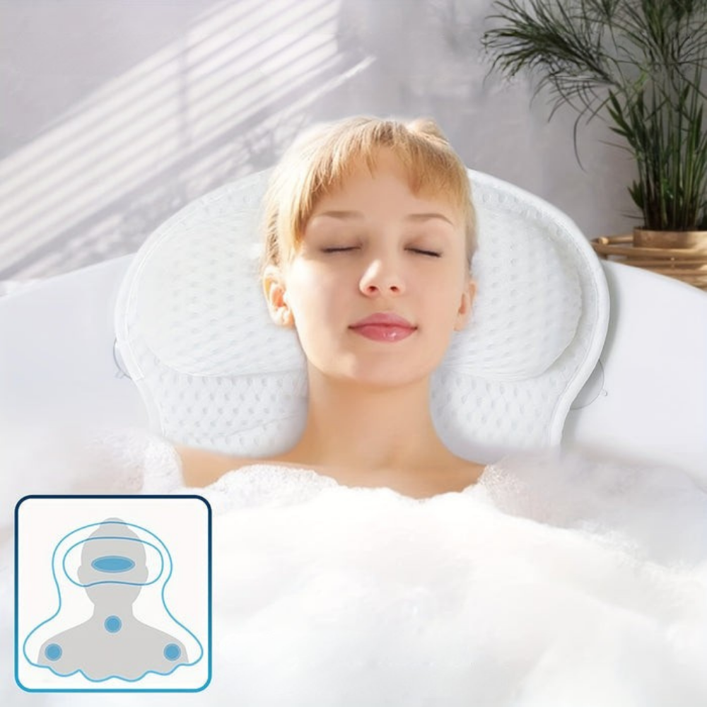 Bath Pillow Mesh Cushion Ergonomic Spa Support for Bathtub