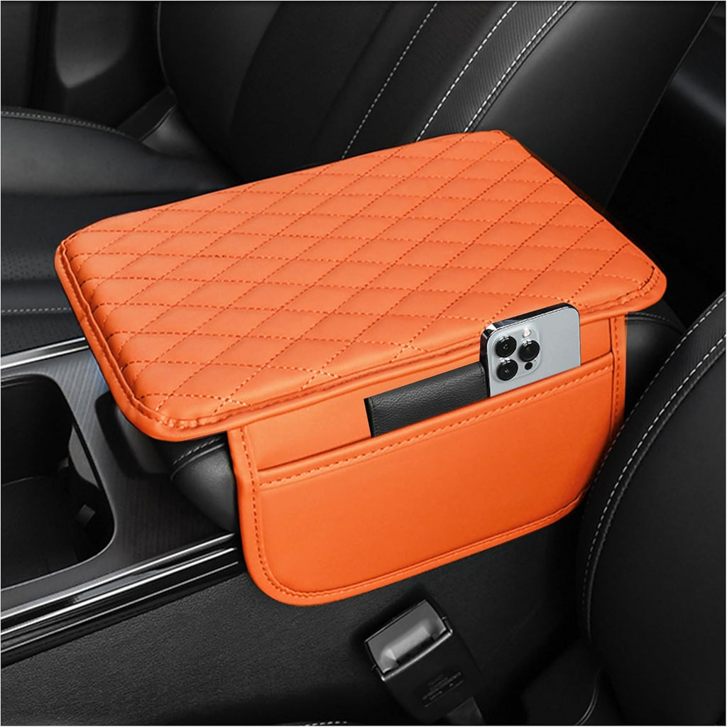 Car Armrest Storage Cover with Adjustable Organizer Pockets