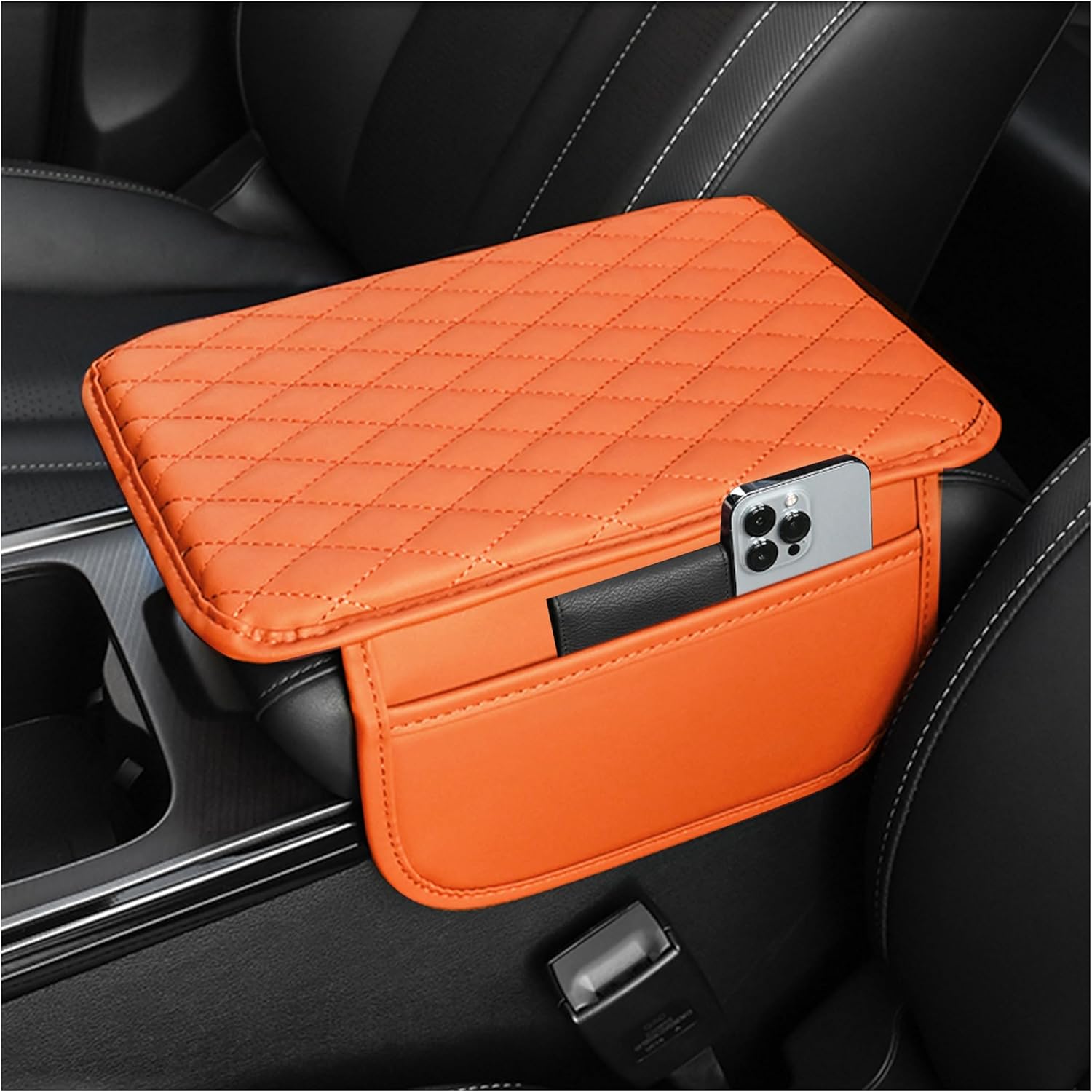 Car Armrest Storage Cover with Adjustable Organizer Pockets