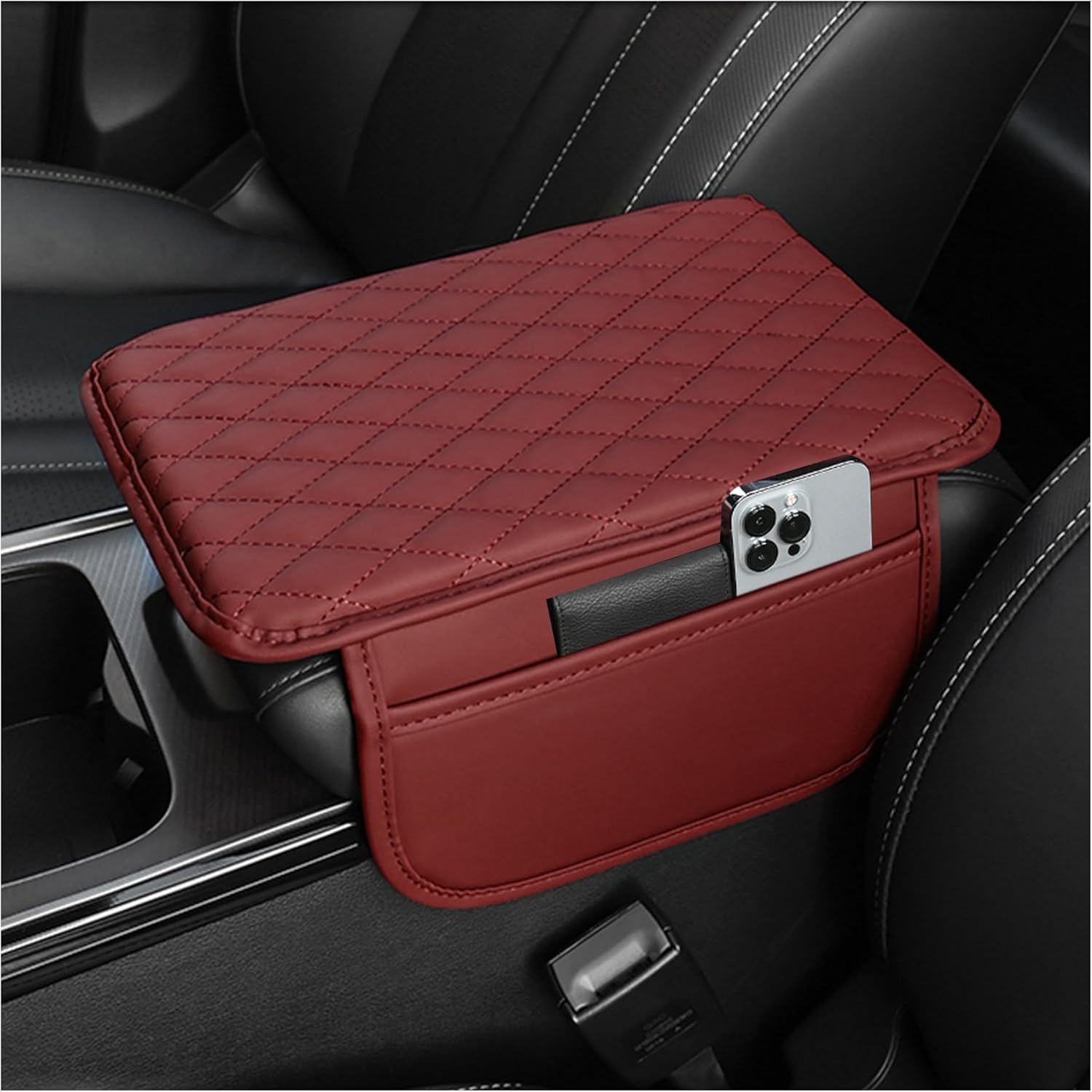 Car Armrest Storage Cover with Adjustable Organizer Pockets