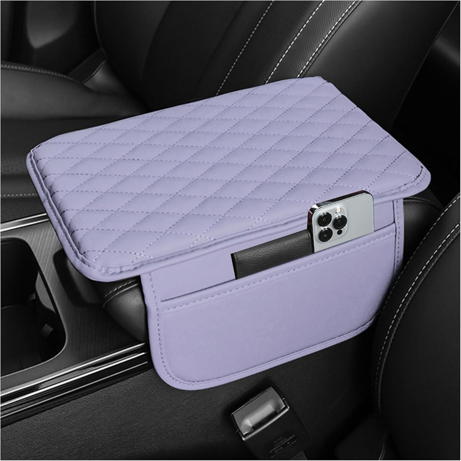 Car Armrest Storage Cover with Adjustable Organizer Pockets
