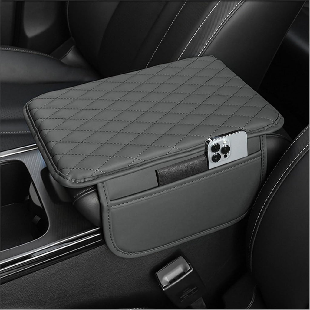 Car Armrest Storage Cover with Adjustable Organizer Pockets