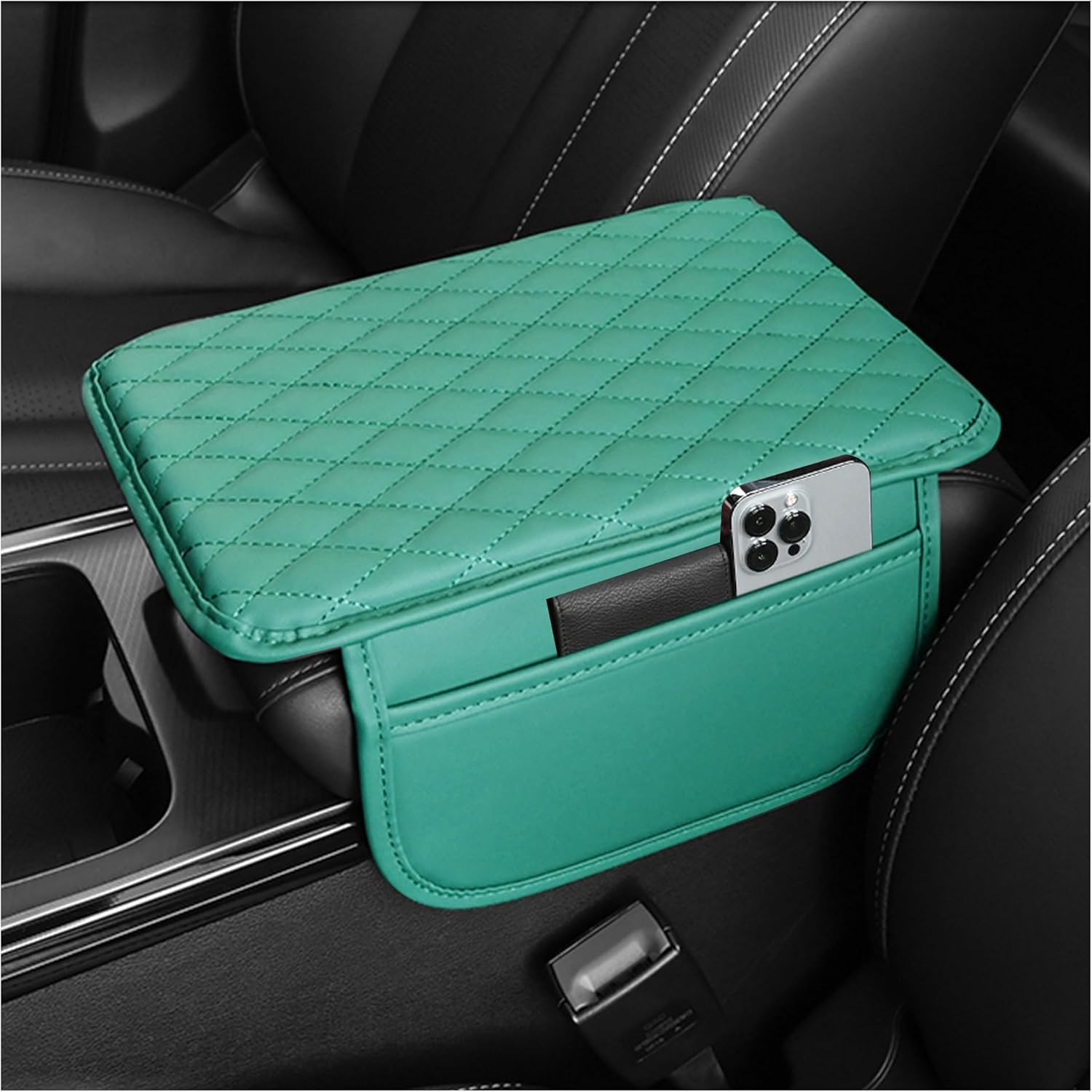 Car Armrest Storage Cover with Adjustable Organizer Pockets