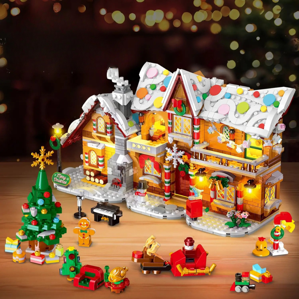 Gingerbread House Building Kit with LED Lights Set