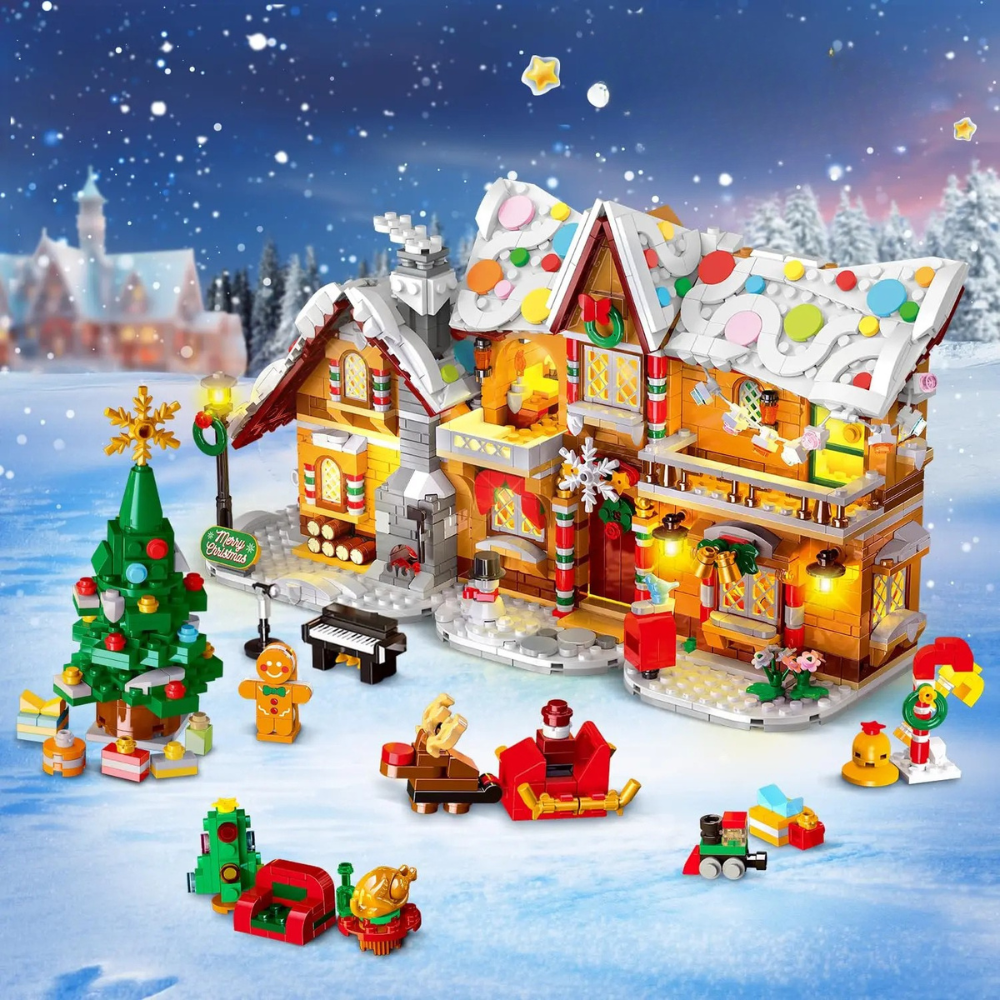 Gingerbread House Building Kit with LED Lights Set