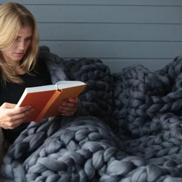 Merino Wool Knitted Blanket Throw