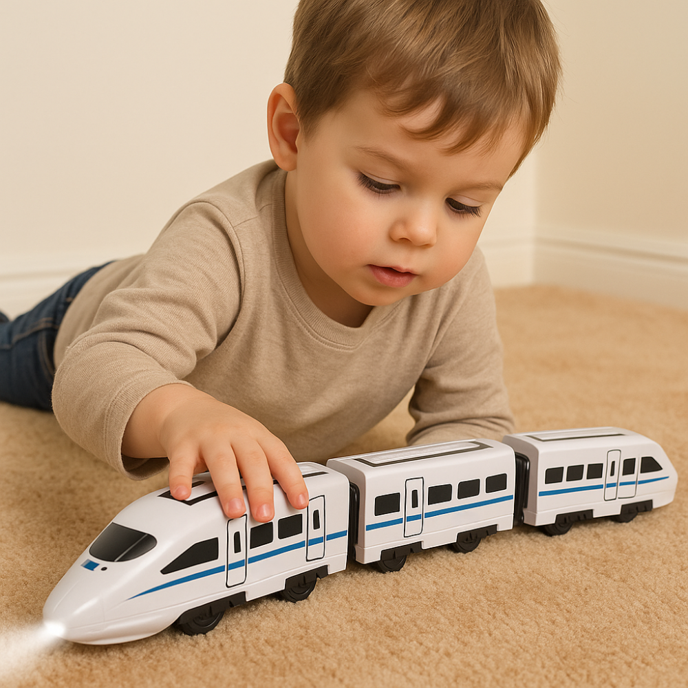 Wooden Pull Along Toy Train Playset for Toddlers