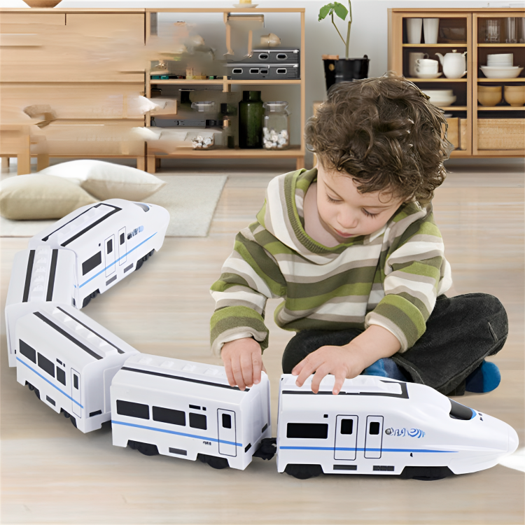 Wooden Pull Along Toy Train Playset for Toddlers