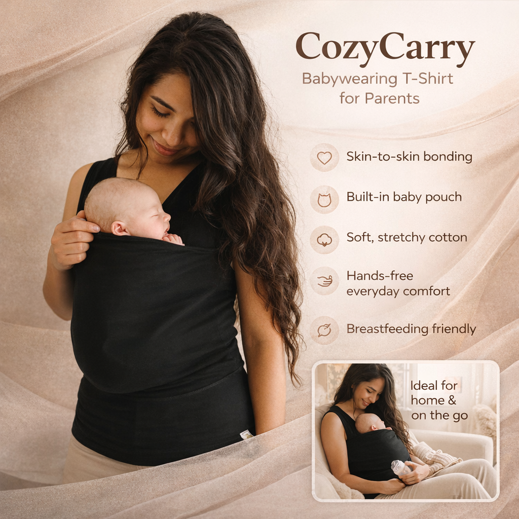 Baby Carrier T Shirt Hands Free Babywearing Shirt for Parents
