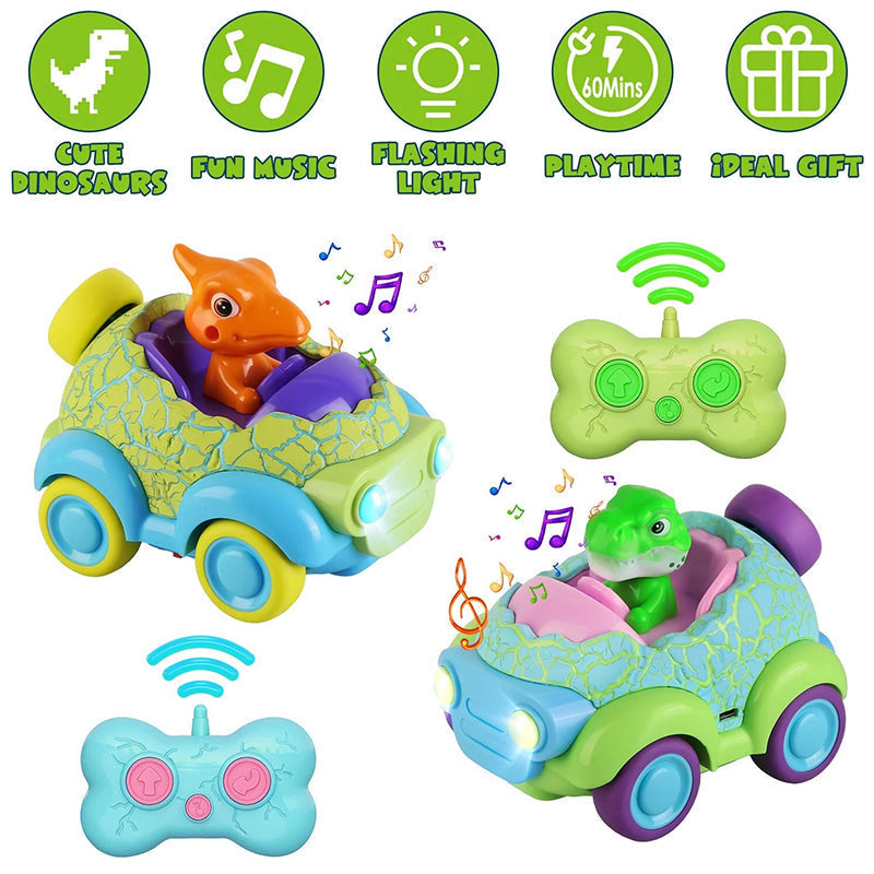 Dinosaur Remote Control Car Rechargeable RC Toy with Light and Music