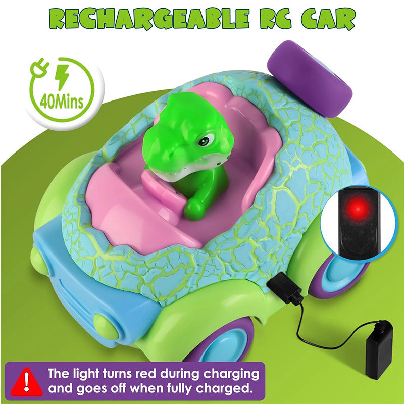 Dinosaur Remote Control Car Rechargeable RC Toy with Light and Music