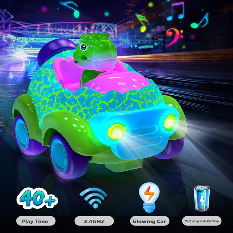 Dinosaur Remote Control Car Rechargeable RC Toy with Light and Music