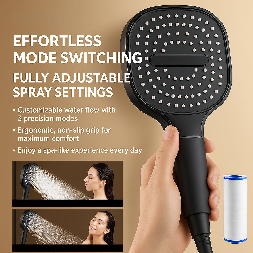 High Pressure Round Adjustable Spray Shower Head Bathroom Fixture