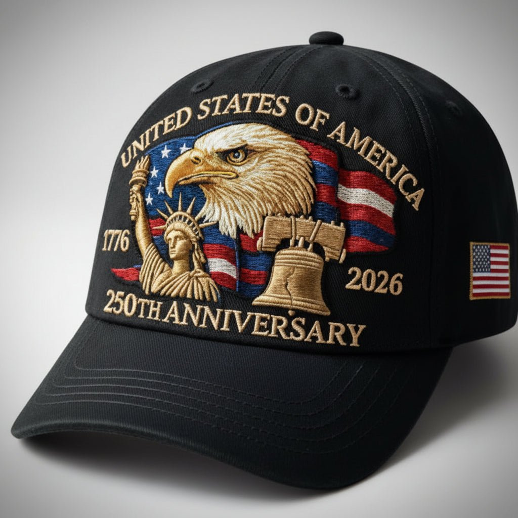 Adjustable Dad Cap Hat USA 250th Anniversary Eagle Patriots