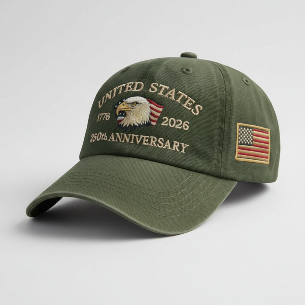 Adjustable Dad Cap Hat USA 250th Anniversary Eagle Patriots