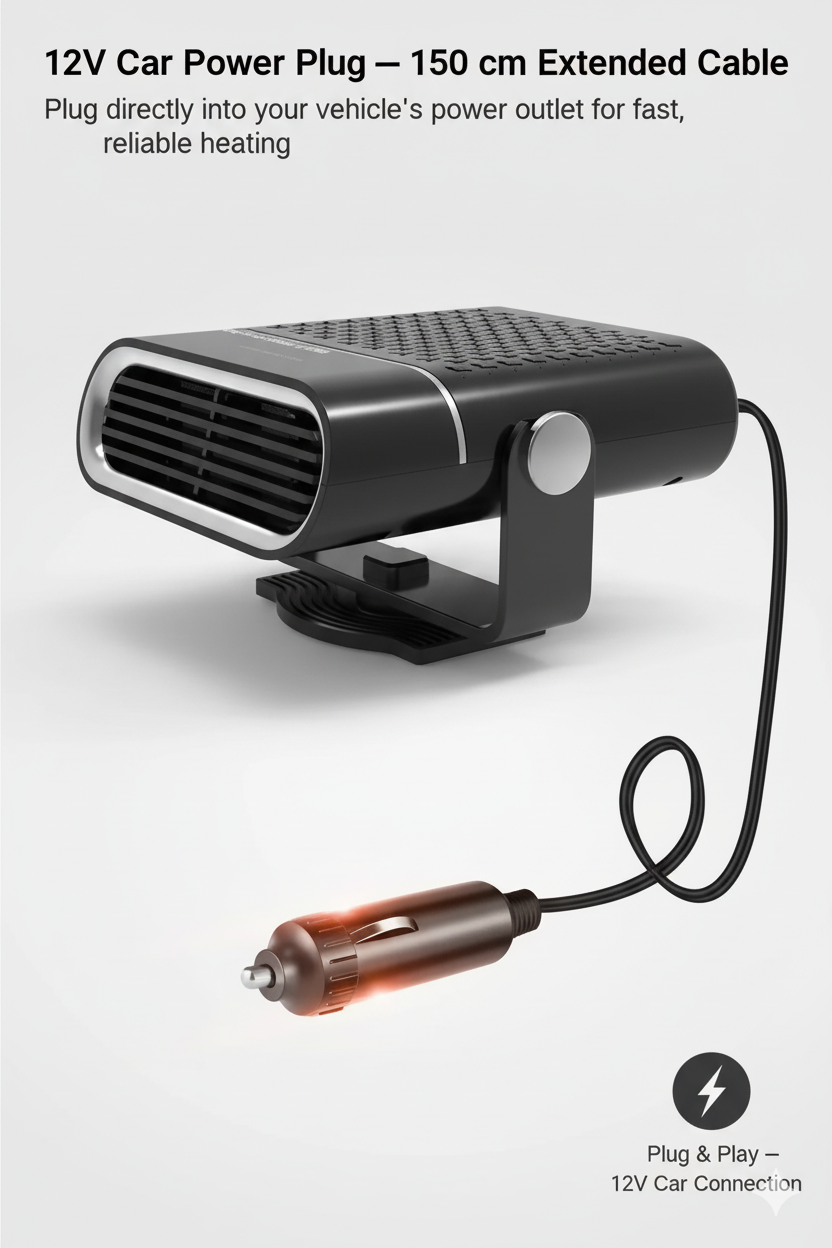 Portable Car Heater Fan 4-in-1 Heating Cooling Defrosting 12V
