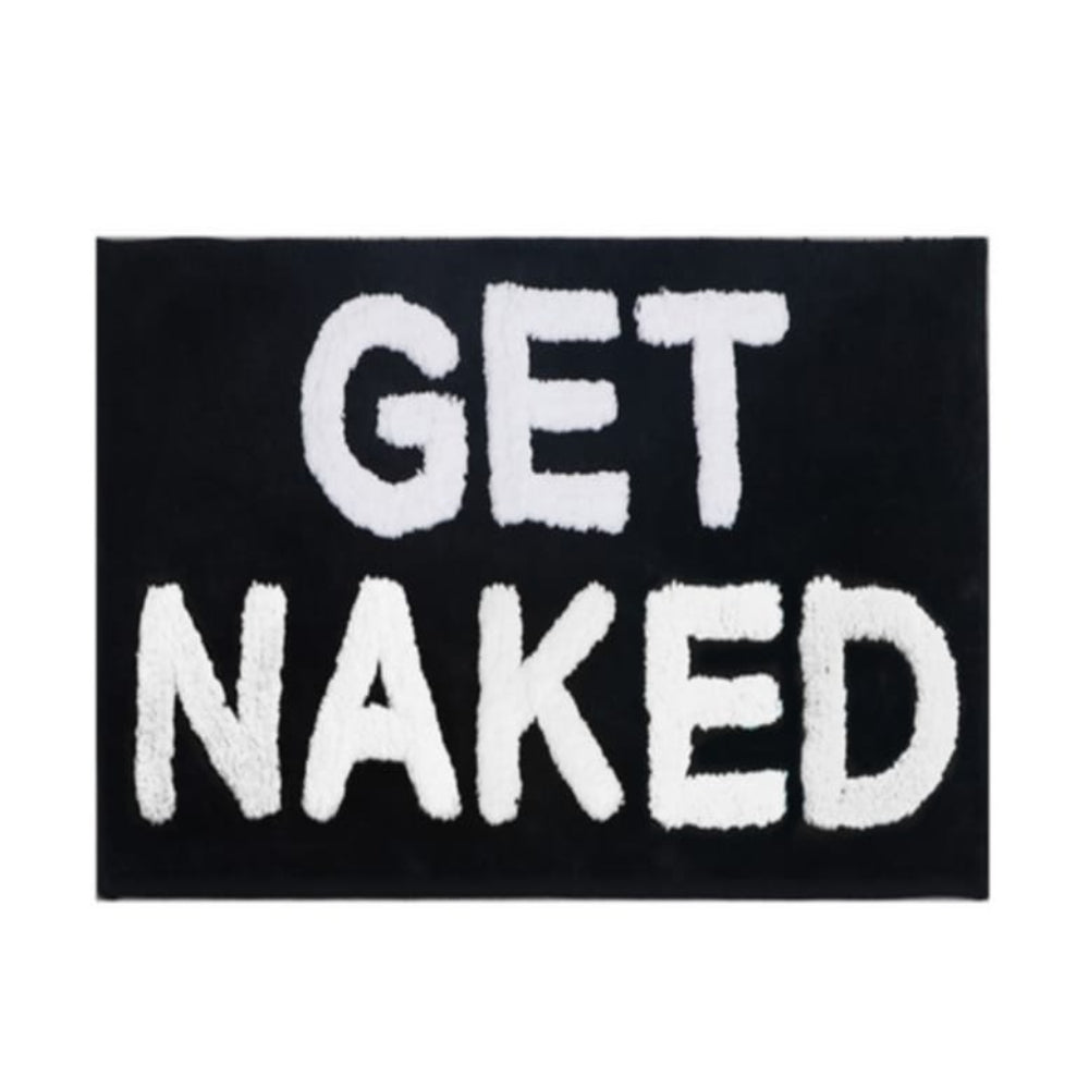 Bathroom Mat Square Printed Funny Get Naked Bath Rug