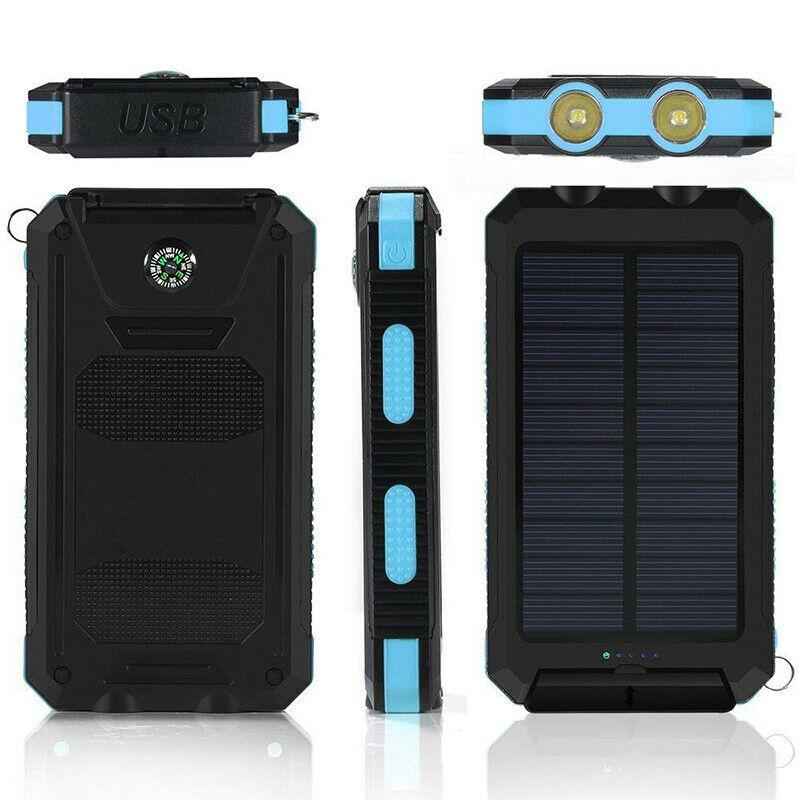 20000mAh Waterproof Portable Power Bank Dual USB Flashlight