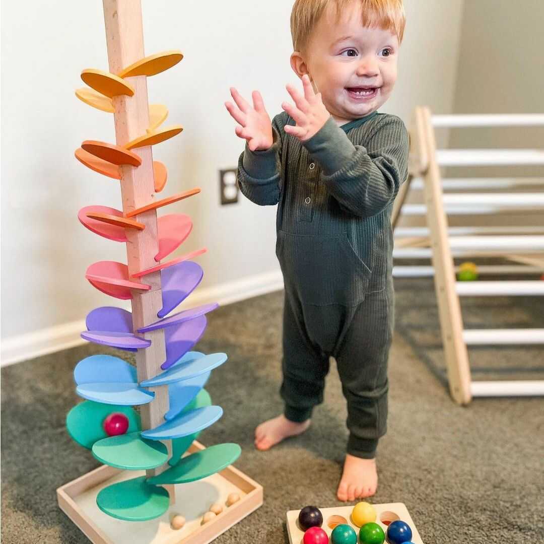 Wooden Rainbow Stacking Tower Educational Toy Set